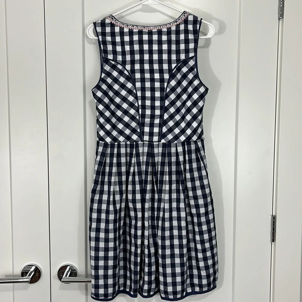 New Kojooin Small Blue and White Gingham Tank Zip Up Dress - Picture 3 of 10